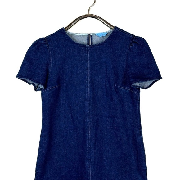 DRAPER JAMES SHORT SLEEVE DARK WASH COTTON DENIM SHIFT DRESS - Picture 5 of 14